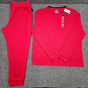 Club Room Pajama Set Mens Waffle Knit Thermal Sleepwear Jester Red XL